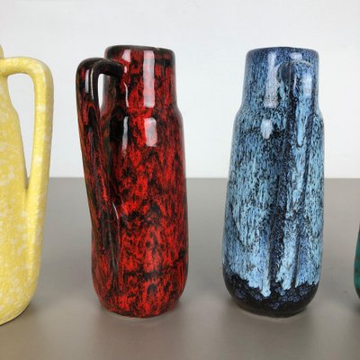 Vintage Pottery Fat Lava 275-20 Vases from Scheurich, Germany, 1970s, Set of 4-QZ-1052958