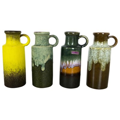 Vintage Pottery Fat Lava 401-20 Vases from Scheurich, Germany, 1970s, Set of 4-QZ-1053094