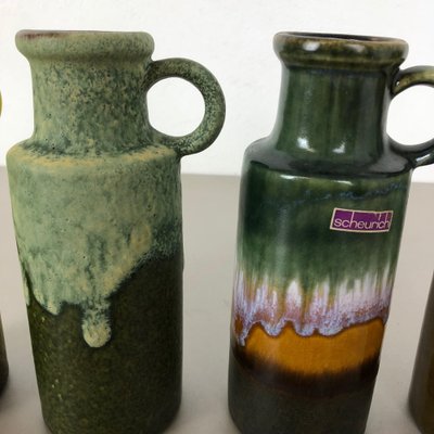 Vintage Pottery Fat Lava 401-20 Vases from Scheurich, Germany, 1970s, Set of 4-QZ-1053094