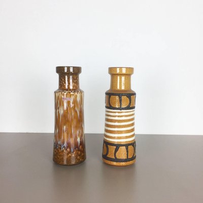 Vintage Pottery Fat Lava Glazed Vases from Scheurich, Germany, 1970s, Set of 2-QZ-1111595