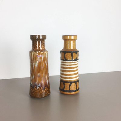 Vintage Pottery Fat Lava Glazed Vases from Scheurich, Germany, 1970s, Set of 2-QZ-1111595