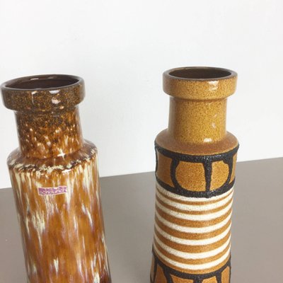 Vintage Pottery Fat Lava Glazed Vases from Scheurich, Germany, 1970s, Set of 2-QZ-1111595