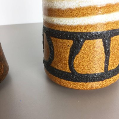 Vintage Pottery Fat Lava Glazed Vases from Scheurich, Germany, 1970s, Set of 2-QZ-1111595