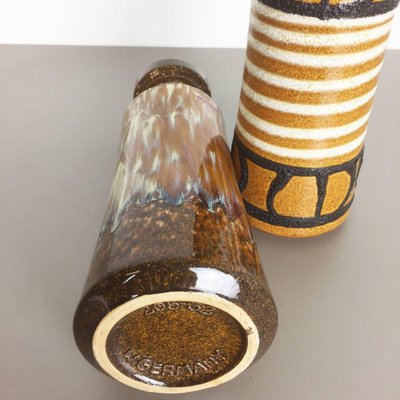 Vintage Pottery Fat Lava Glazed Vases from Scheurich, Germany, 1970s, Set of 2-QZ-1111595