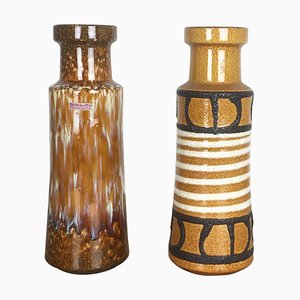 Vintage Pottery Fat Lava Glazed Vases from Scheurich, Germany, 1970s, Set of 2-QZ-1111595