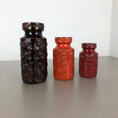 Vintage Pottery Fat Lava Onion Vases from Scheurich, Germany, Set of 3-QZ-1052956