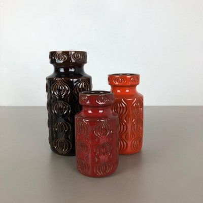 Vintage Pottery Fat Lava Onion Vases from Scheurich, Germany, Set of 3-QZ-1052956