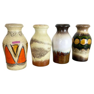 Vintage Pottery Fat Lava Vases from Scheurich, Germany, 1970s, Set of 4-QZ-1109919