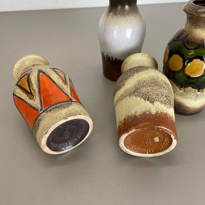 Vintage Pottery Fat Lava Vases from Scheurich, Germany, 1970s, Set of 4-QZ-1109919