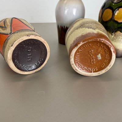 Vintage Pottery Fat Lava Vases from Scheurich, Germany, 1970s, Set of 4-QZ-1109919