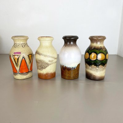 Vintage Pottery Fat Lava Vases from Scheurich, Germany, 1970s, Set of 4-QZ-1109919