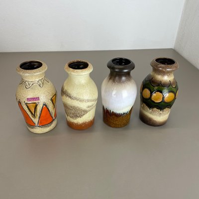 Vintage Pottery Fat Lava Vases from Scheurich, Germany, 1970s, Set of 4-QZ-1109919