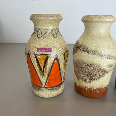 Vintage Pottery Fat Lava Vases from Scheurich, Germany, 1970s, Set of 4-QZ-1109919