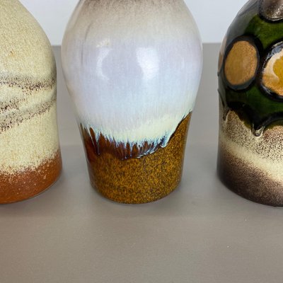 Vintage Pottery Fat Lava Vases from Scheurich, Germany, 1970s, Set of 4-QZ-1109919