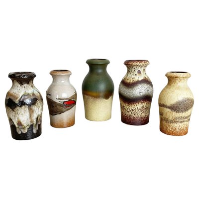 Vintage Pottery Fat Lava Vases from Scheurich, Germany, 1970s, Set of 5-QZ-1149909