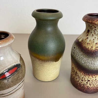 Vintage Pottery Fat Lava Vases from Scheurich, Germany, 1970s, Set of 5-QZ-1149909