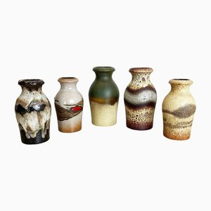 Vintage Pottery Fat Lava Vases from Scheurich, Germany, 1970s, Set of 5-QZ-1149909