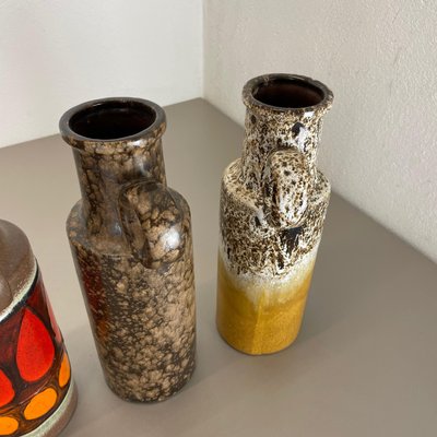 Vintage Pottery Fat Lava Vases Made from Scheurich, Germany, 1970s, Set of 4-QZ-1217696