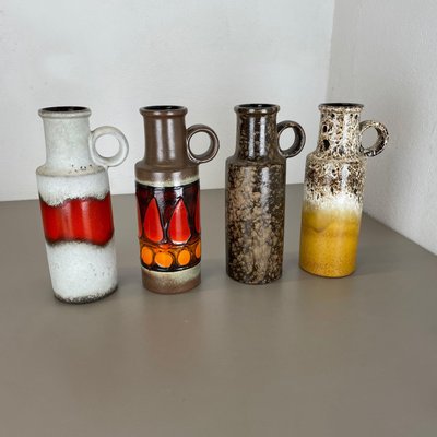 Vintage Pottery Fat Lava Vases Made from Scheurich, Germany, 1970s, Set of 4-QZ-1217696