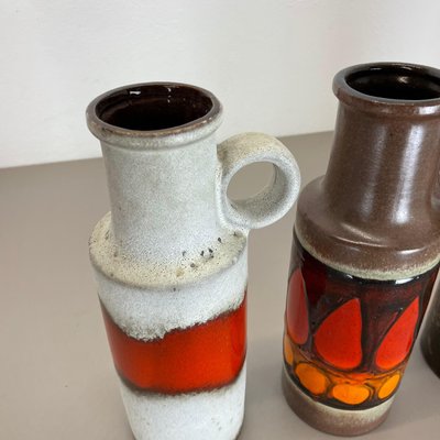 Vintage Pottery Fat Lava Vases Made from Scheurich, Germany, 1970s, Set of 4-QZ-1217696