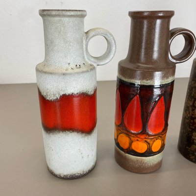 Vintage Pottery Fat Lava Vases Made from Scheurich, Germany, 1970s, Set of 4-QZ-1217696