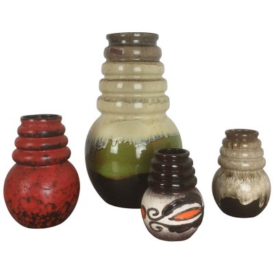 Vintage Pottery Fat Lava Vienna Vases from Scheurich, Germany, Set of 4-QZ-1052953