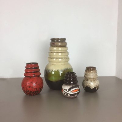 Vintage Pottery Fat Lava Vienna Vases from Scheurich, Germany, Set of 4-QZ-1052953