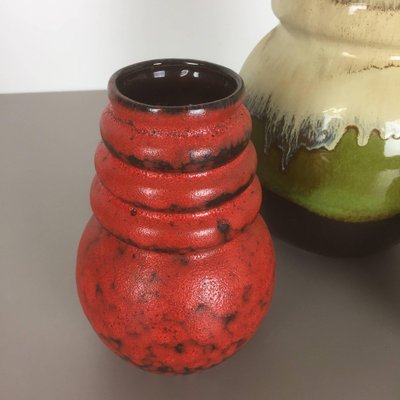 Vintage Pottery Fat Lava Vienna Vases from Scheurich, Germany, Set of 4-QZ-1052953