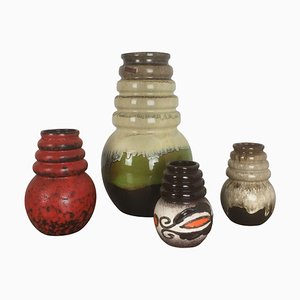 Vintage Pottery Fat Lava Vienna Vases from Scheurich, Germany, Set of 4-QZ-1052953