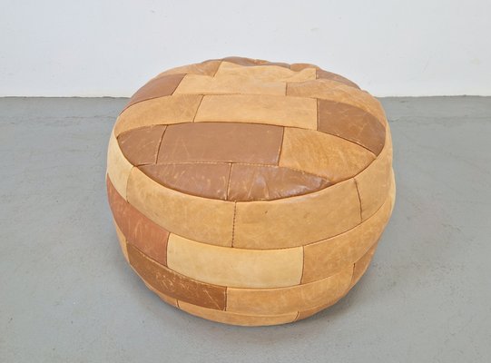 Vintage Pouf in Cognac Brown Leather, 1970s-AXJ-2043127