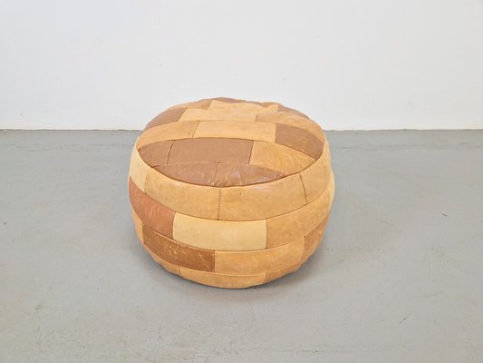 Vintage Pouf in Cognac Brown Leather, 1970s-AXJ-2043127