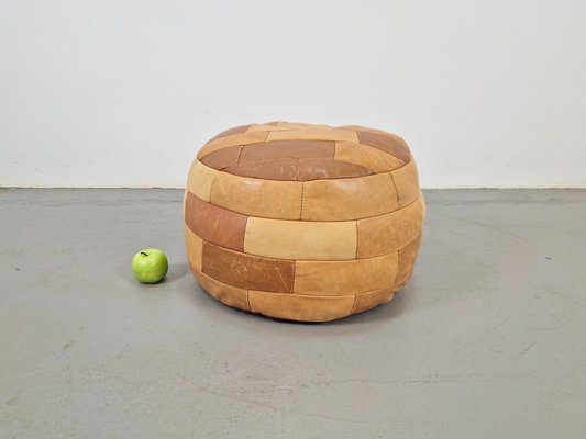 Vintage Pouf in Cognac Brown Leather, 1970s-AXJ-2043127