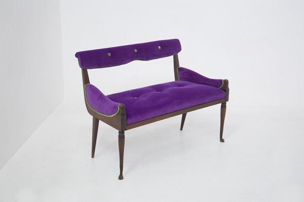 Vintage Purple and Green Velvet Loveseat-RCE-1291679