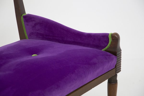 Vintage Purple and Green Velvet Loveseat-RCE-1291679