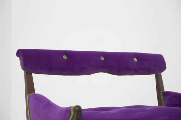 Vintage Purple and Green Velvet Loveseat-RCE-1291679