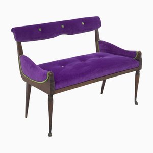 Vintage Purple and Green Velvet Loveseat-RCE-1291679