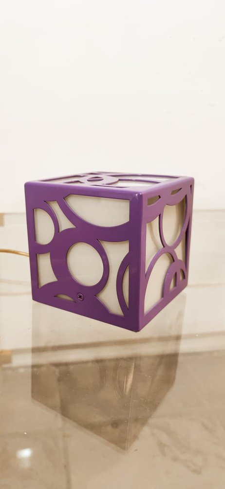 Vintage Purple and White Cube Lamp