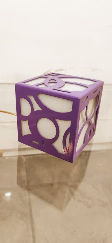 Vintage Purple and White Cube Lamp