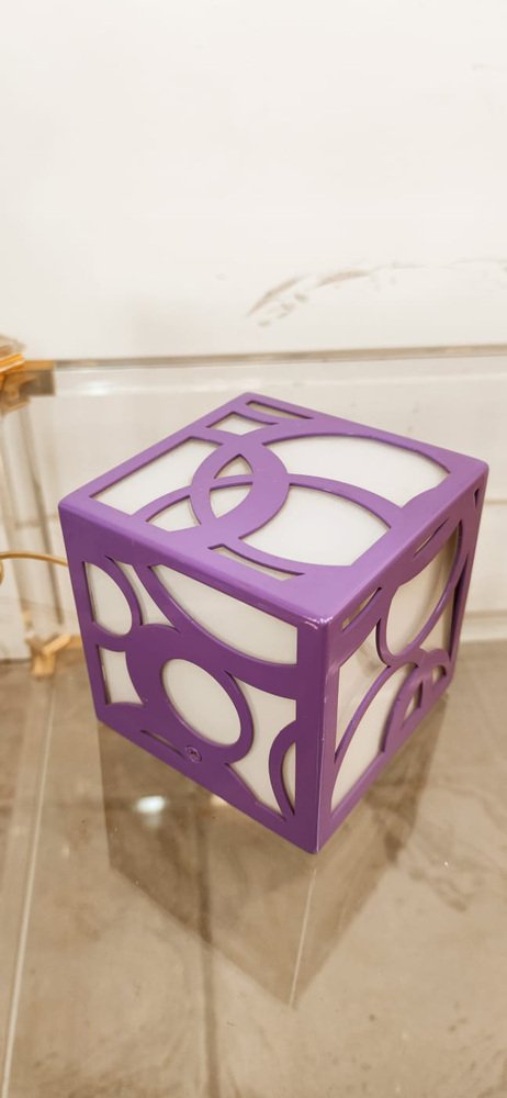 Vintage Purple and White Cube Lamp