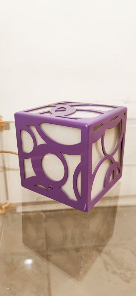 Vintage Purple and White Cube Lamp