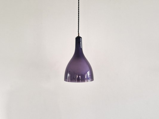 Vintage Purple and White Glass Pendant Lamps, 1960s, Set of 2-NV-1765299