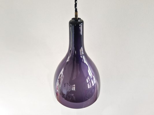 Vintage Purple and White Glass Pendant Lamps, 1960s, Set of 2-NV-1765299