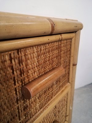 Vintage Rattan and Bamboo Chest of Drawers, Italy, 1970s-UIW-1264145