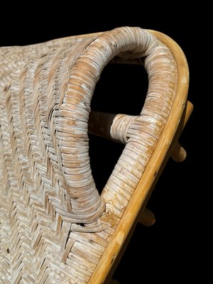 Vintage Rattan and Bamboo Lounge Chair with Magazine Holder, Italy, 1960-SDV-2018519