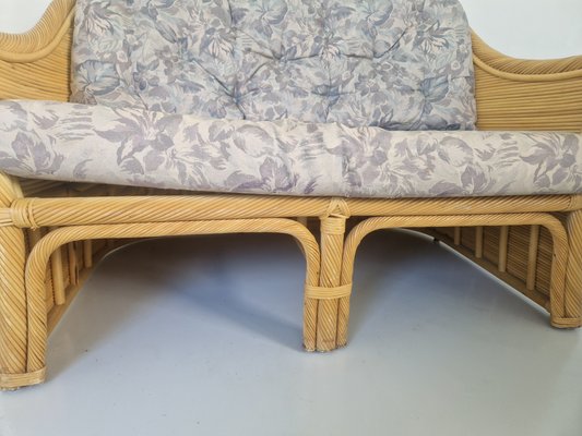 Vintage Rattan and Bamboo Sofa, 1980s-DGW-2040206