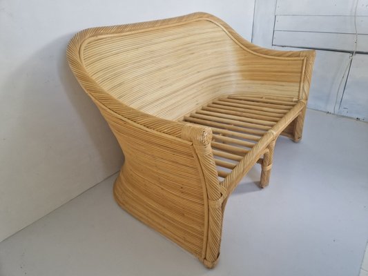 Vintage Rattan and Bamboo Sofa, 1980s-DGW-2040206