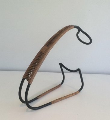 Vintage Rattan and Black Metal Bottle Holder, 1960-BA-277707