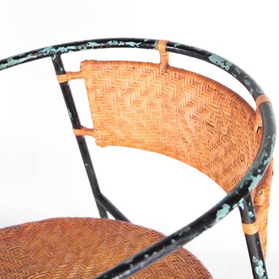 Vintage Rattan and Iron Armchairs, 1970s, Set of 2-DSC-2016359