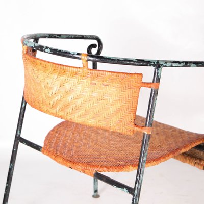 Vintage Rattan and Iron Armchairs, 1970s, Set of 2-DSC-2016359