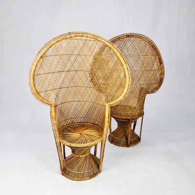 Vintage Rattan and Wicker Peacock Chairs, 1970s, Set of 2-RMX-1792877